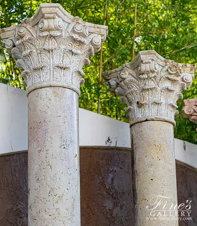Corinthian Style Columns In Classic Light Travertine Marble