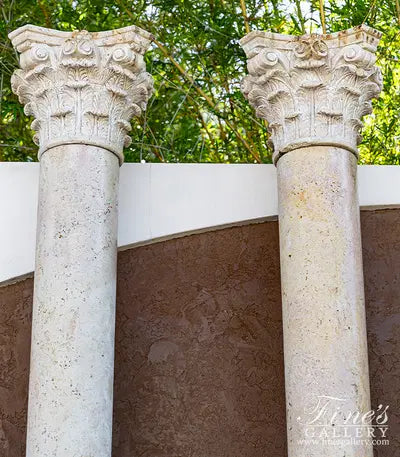 Corinthian Style Columns In Classic Light Travertine Marble