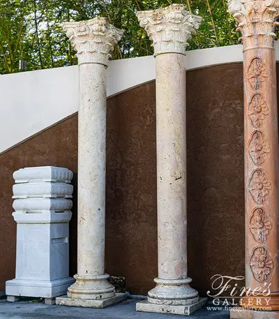 Corinthian Style Columns In Classic Light Travertine Marble