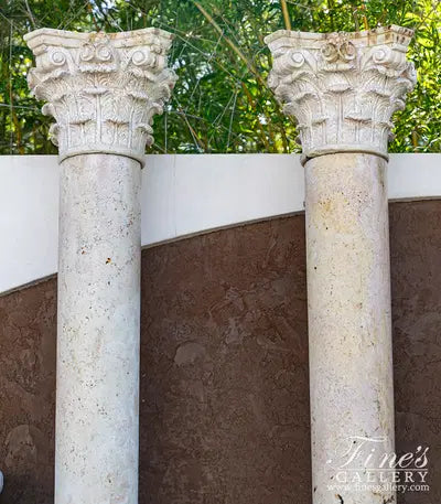 Corinthian Style Columns In Classic Light Travertine Marble