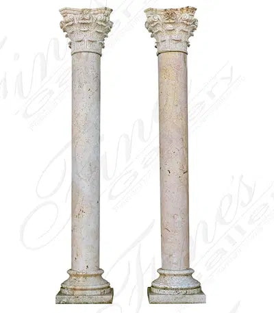 Corinthian Style Columns In Classic Light Travertine Marble