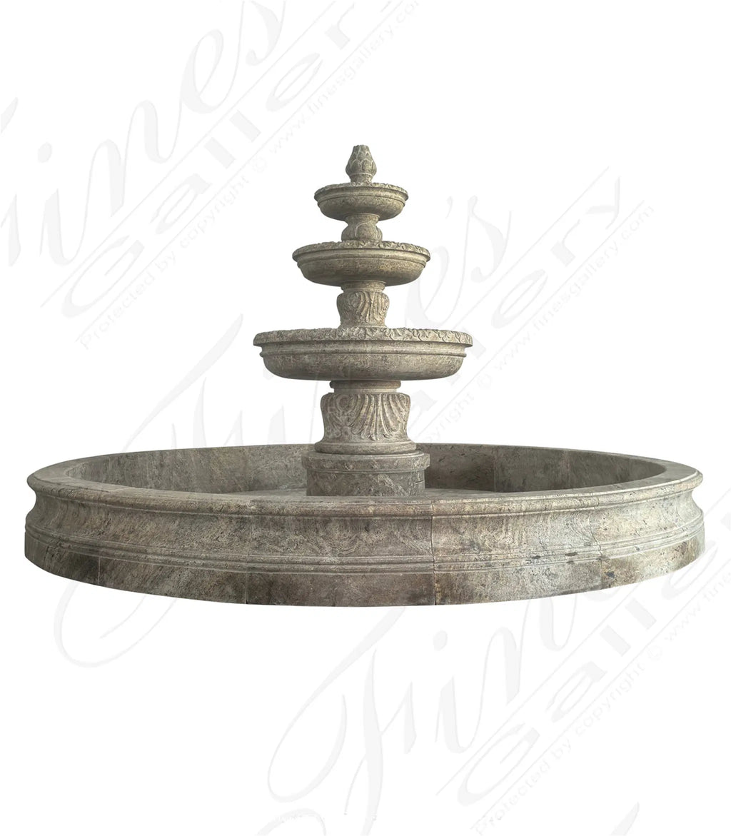 144" Diameter Traditional Acanthus Leaf Detail Fountain in Antique Gold Granite