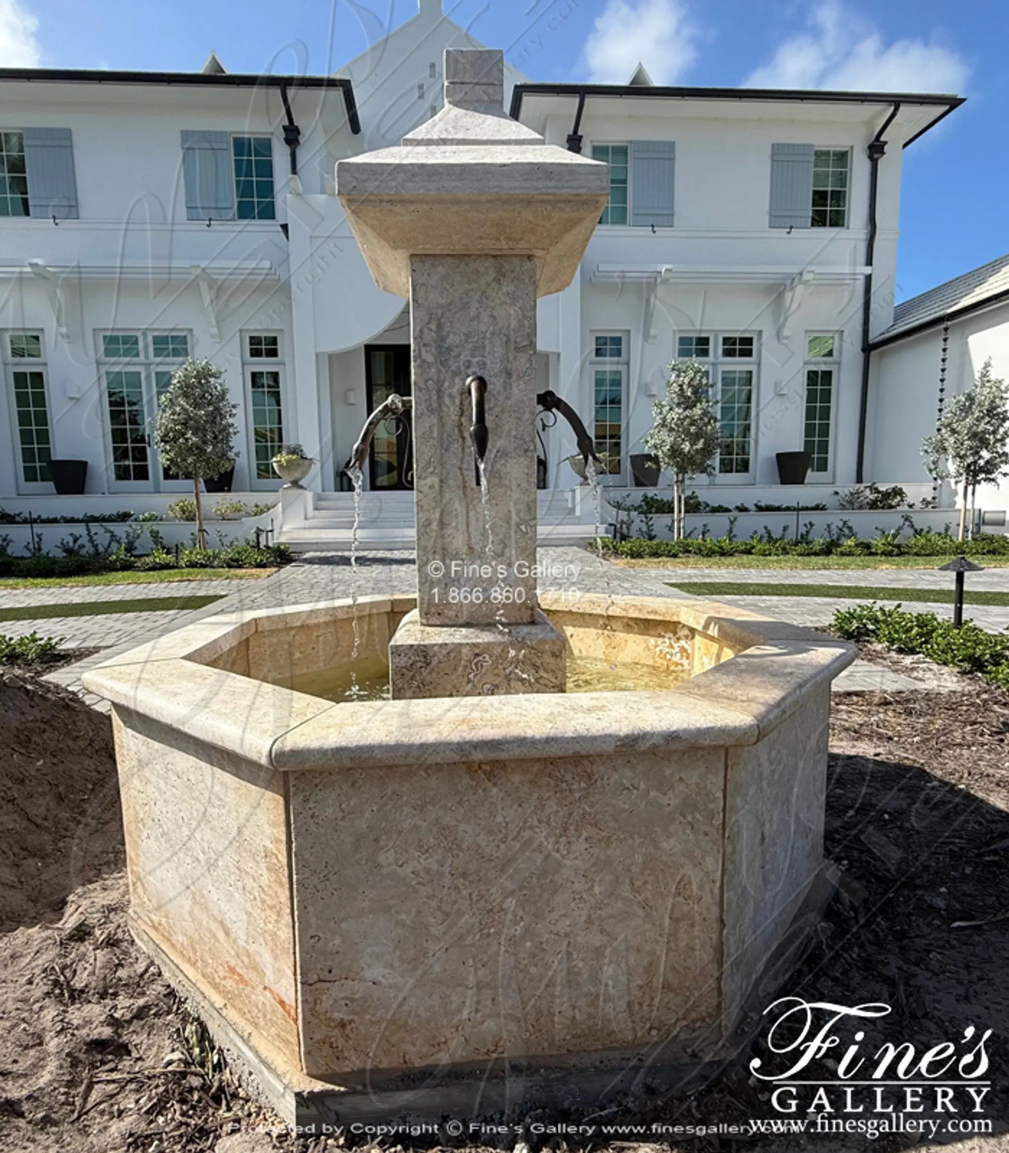 French Countryside Fountain in Classic Light Travertine