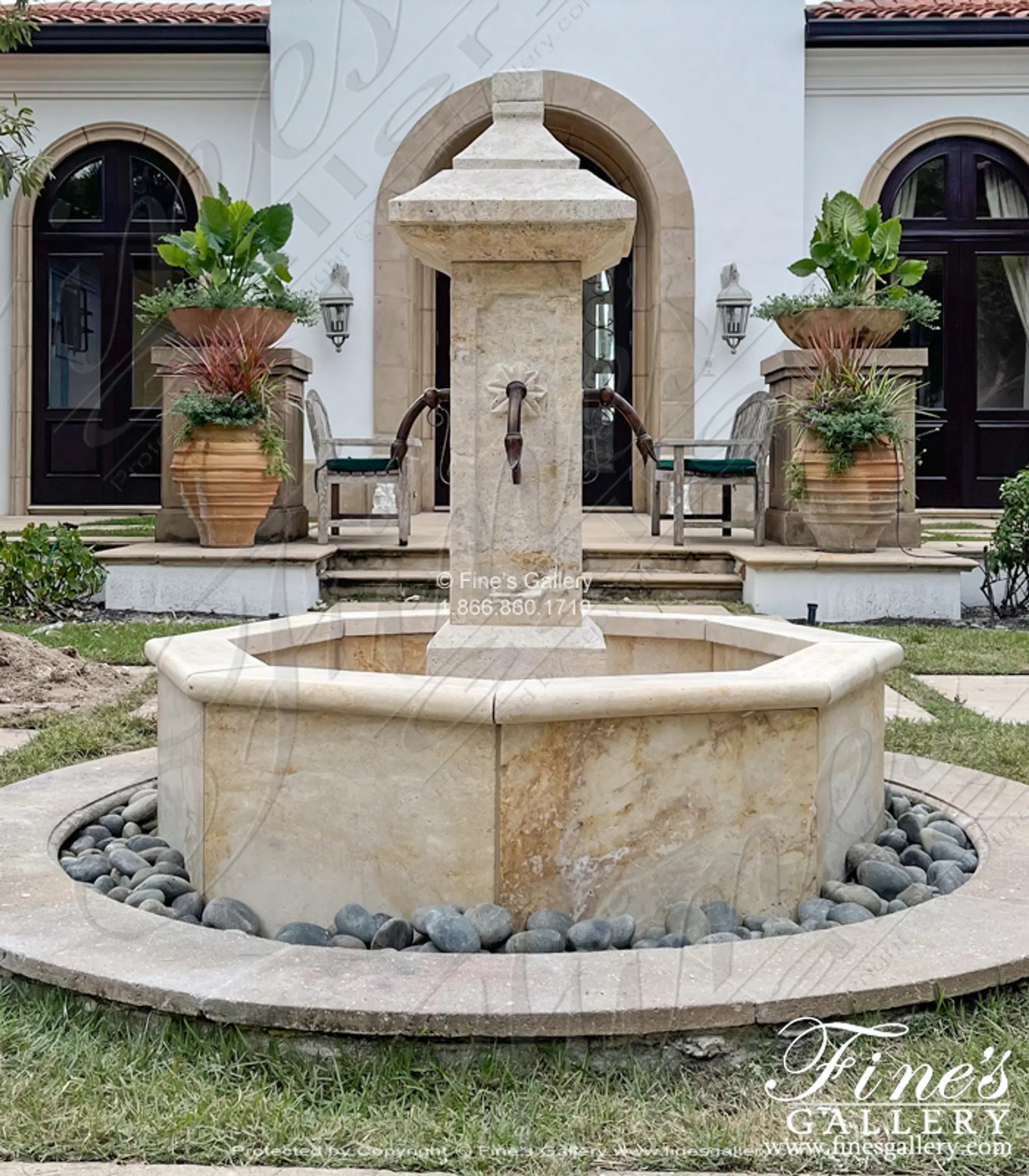 French Countryside Fountain in Classic Light Travertine