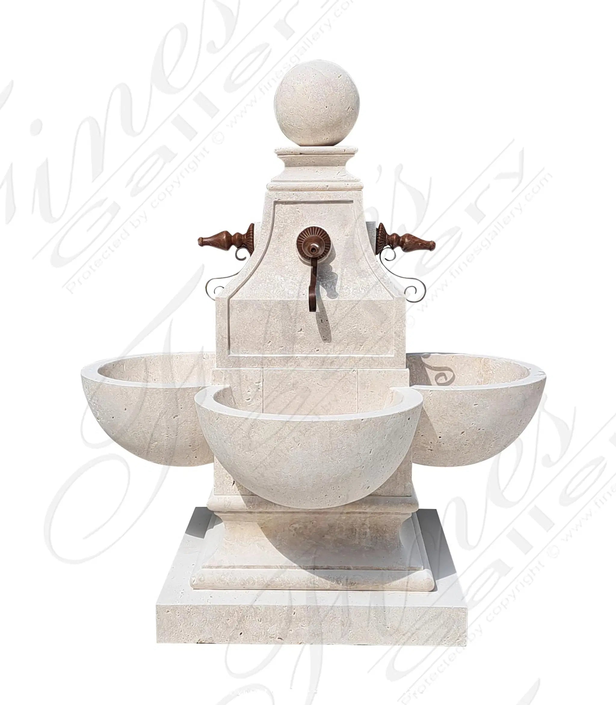 French Style Fountain in Light Travertine