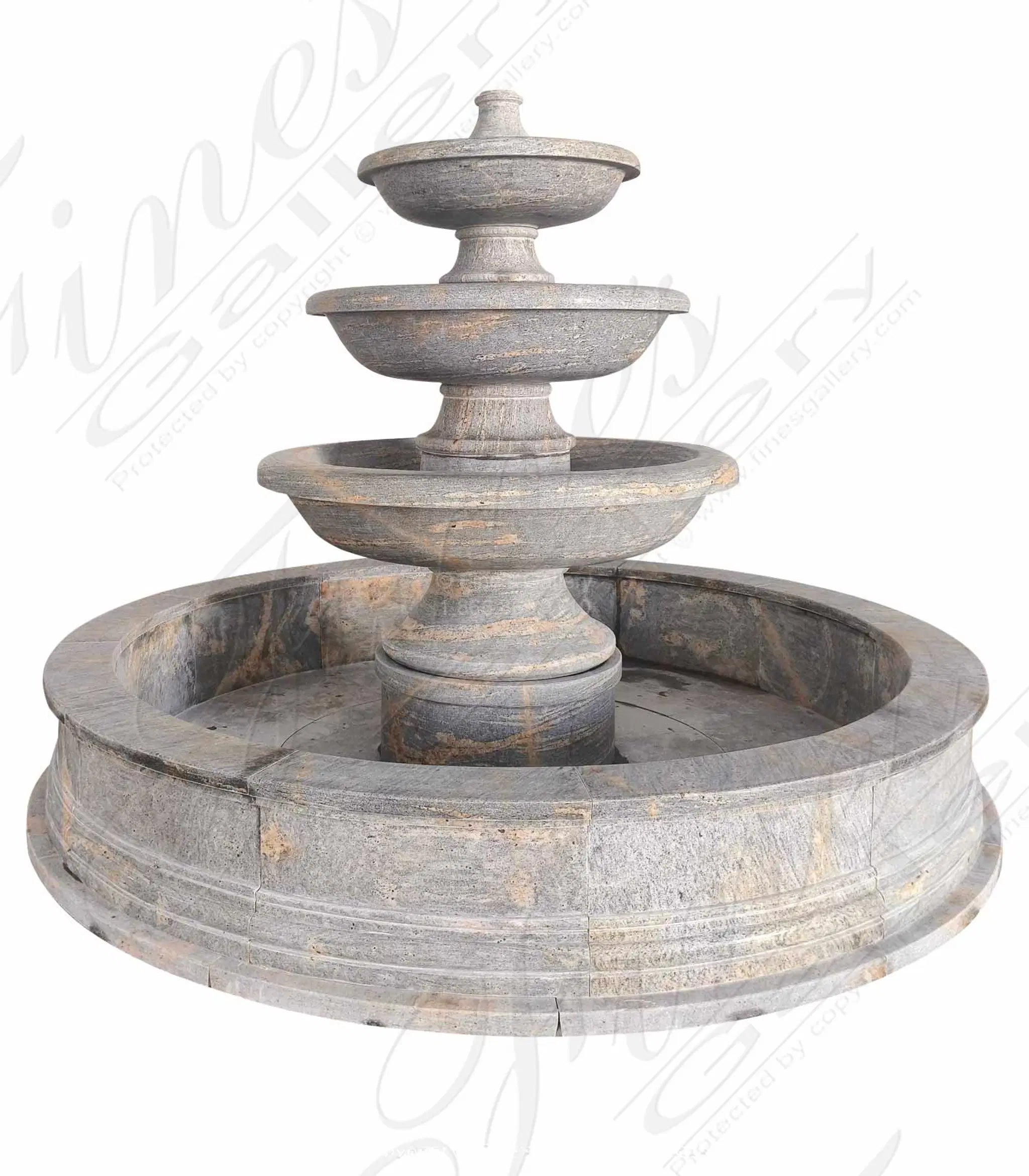 Three Tier Fountain in Antique Griggio Granite