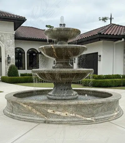 Three Tier Fountain in Antique Griggio Granite