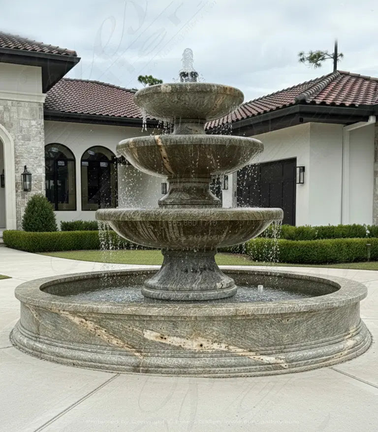 Three Tier Fountain in Antique Griggio Granite