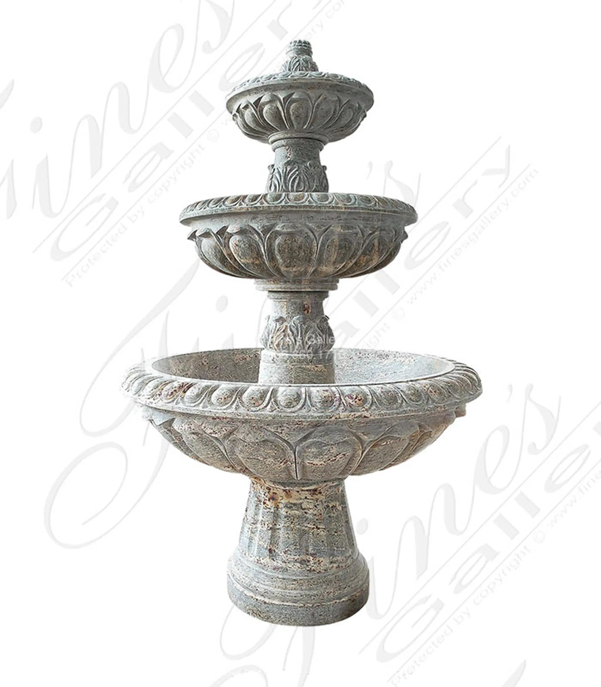 Egg and Dart Style Fountain in Earth Toned Granite