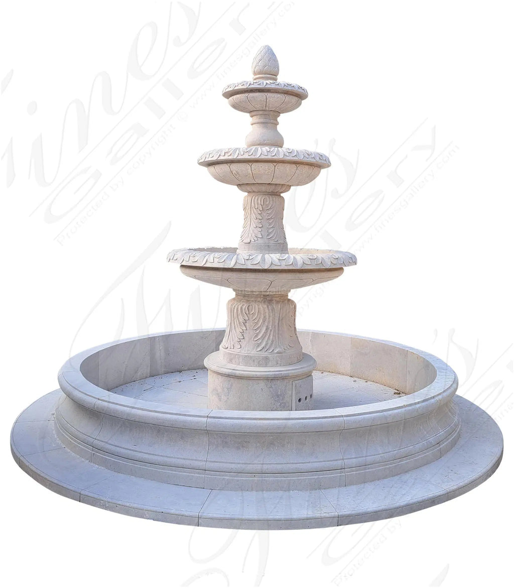 Three Tiered Light Travertine Fountain
