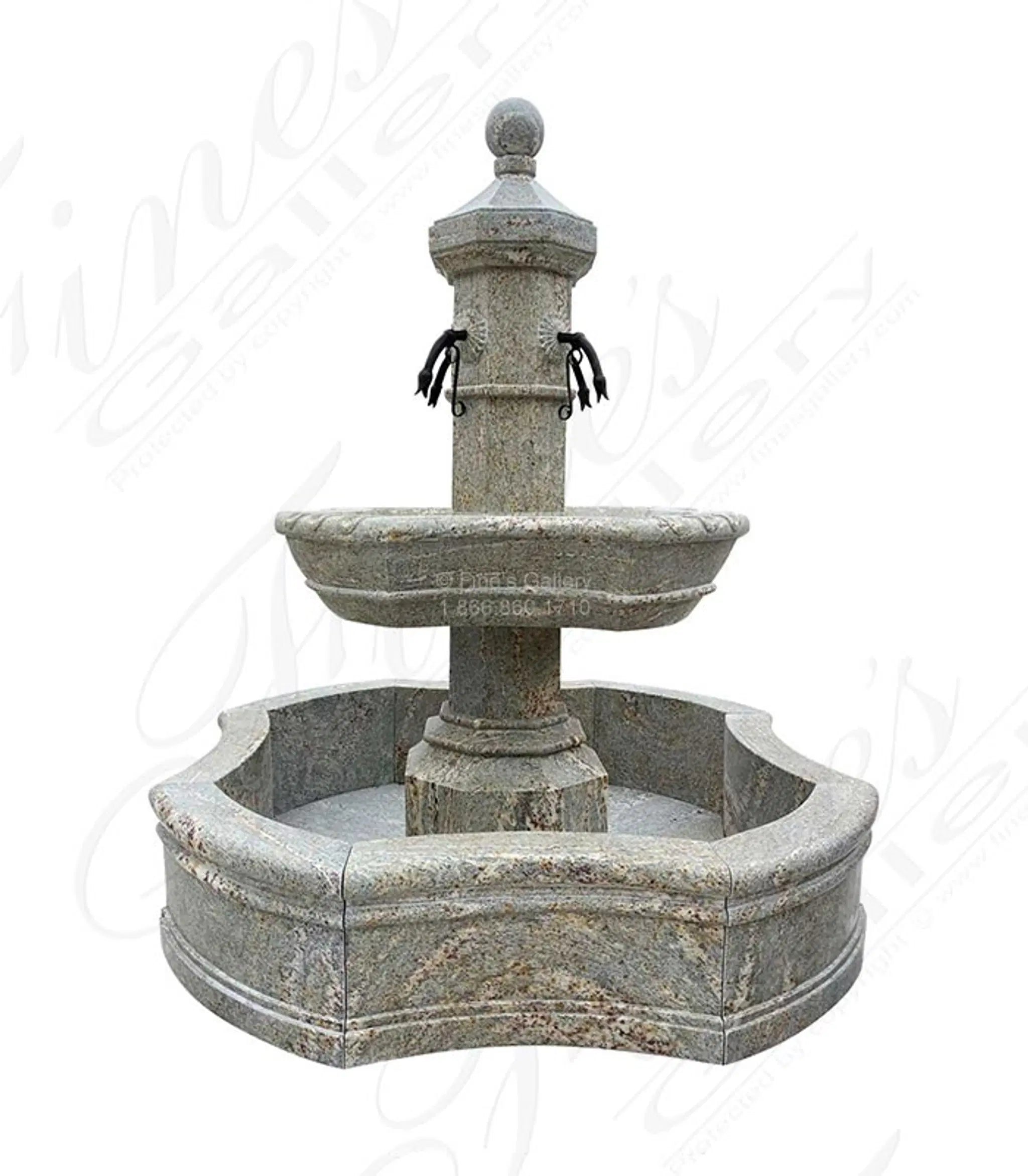 Antique Griggio Granite Old World Fountain Feature