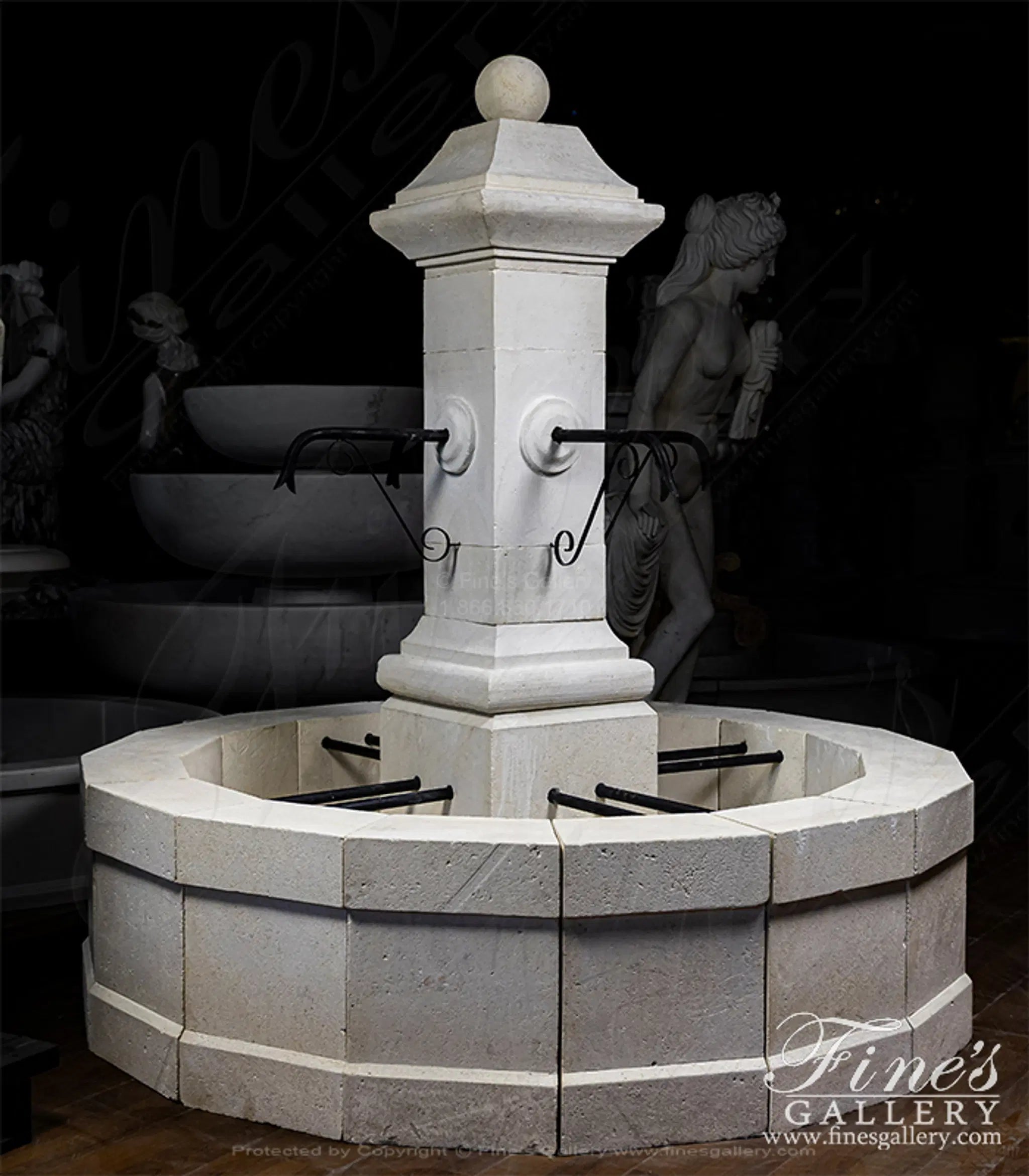 Old World Fountain in French Limestone