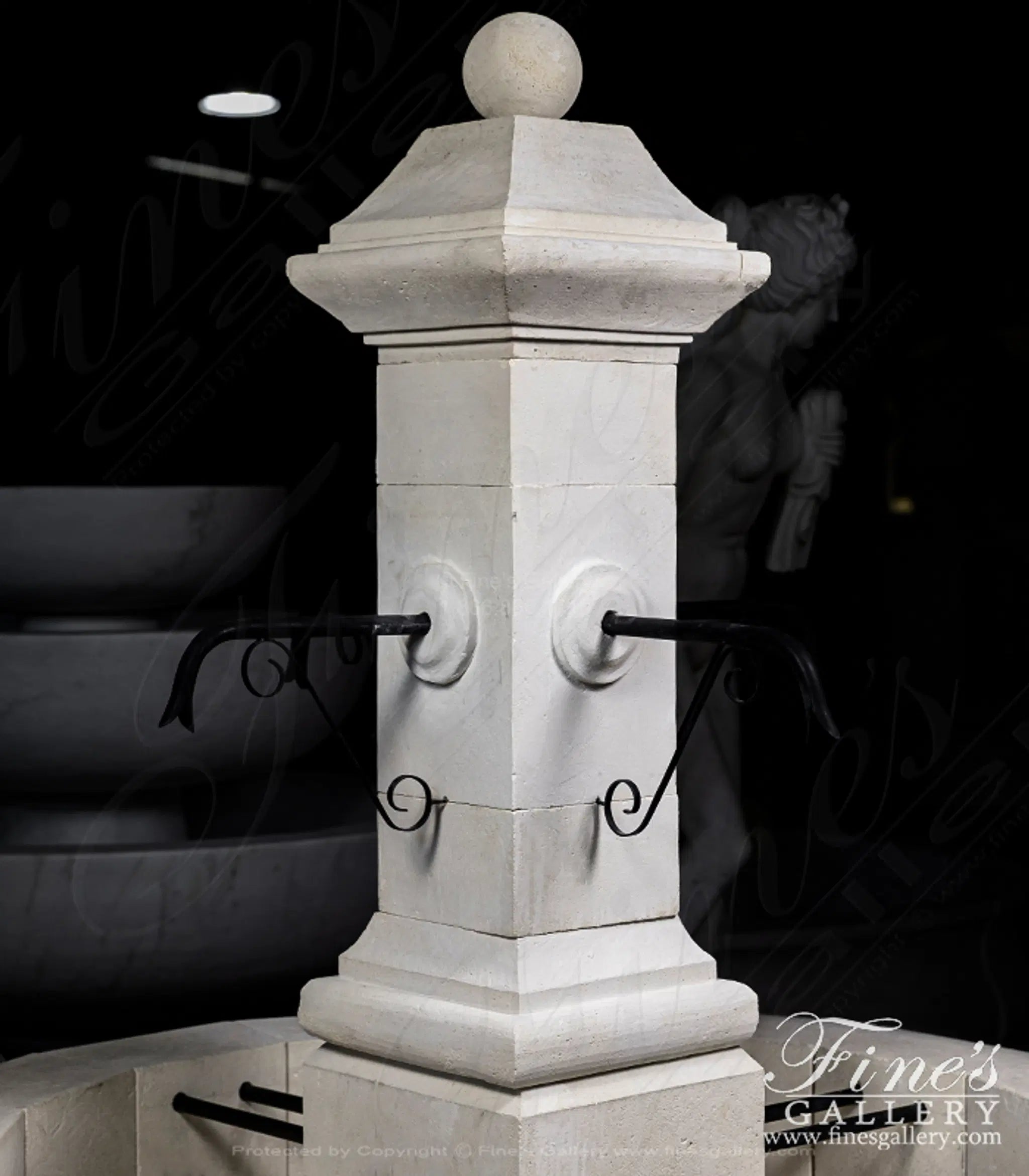 Old World Fountain in French Limestone