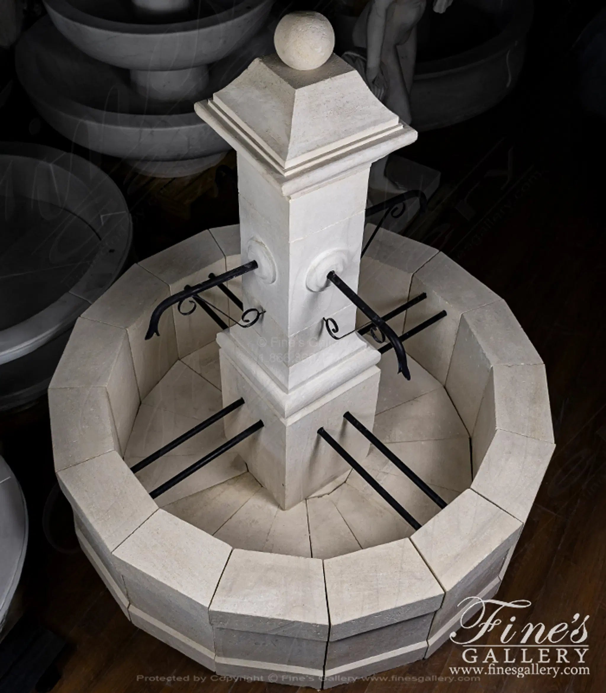 Old World Fountain in French Limestone