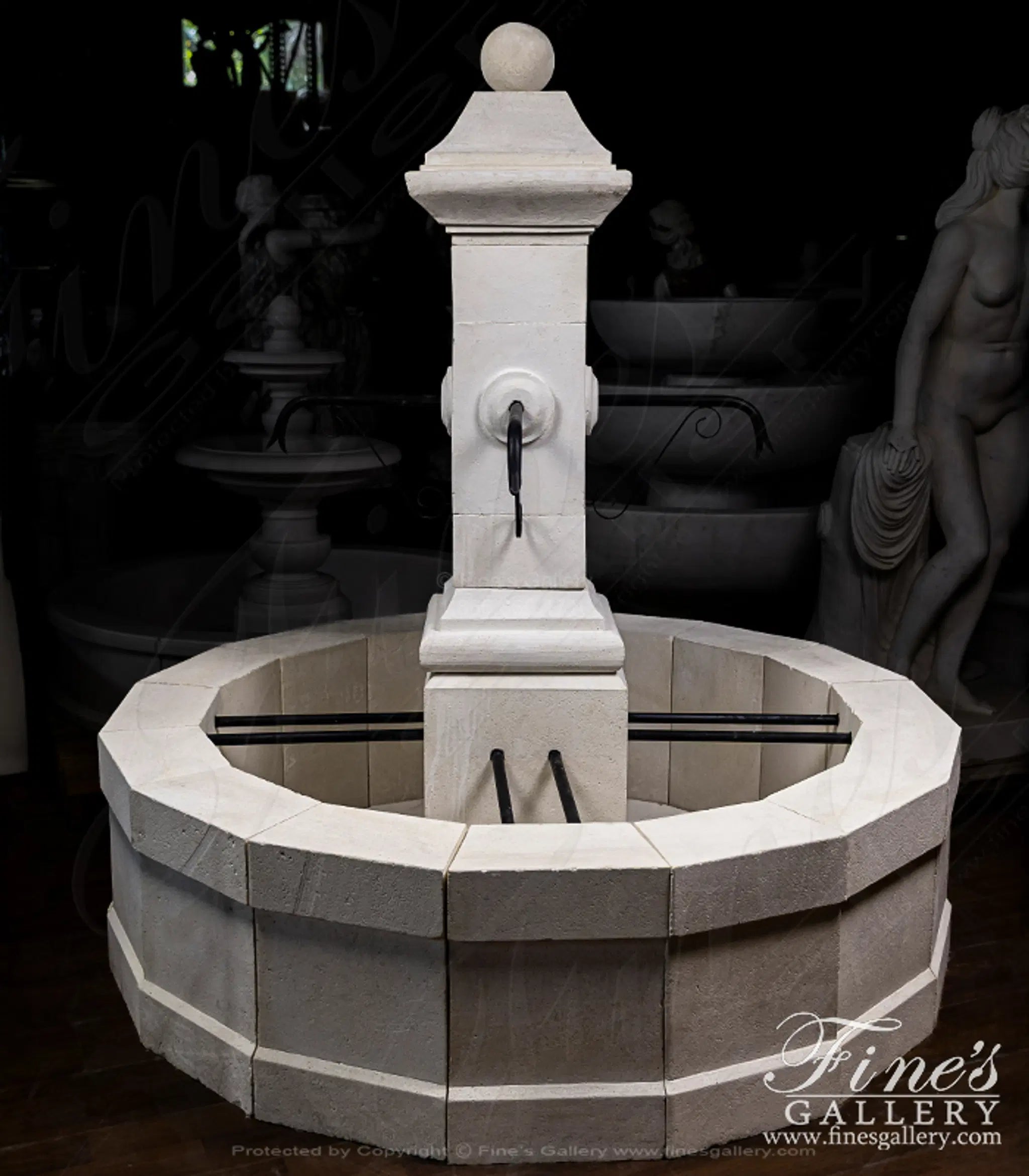 Old World Fountain in French Limestone