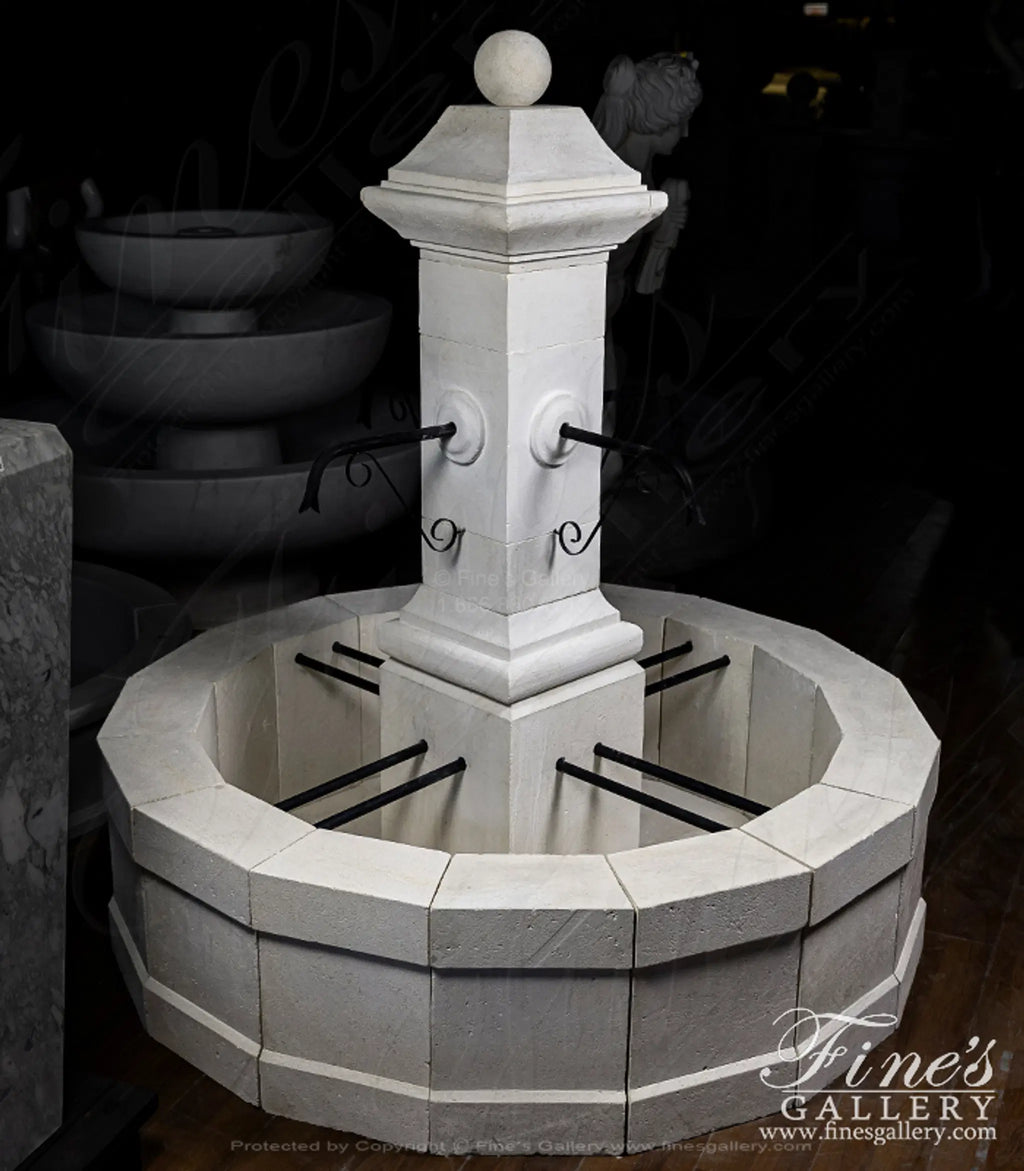 Old World Fountain in French Limestone