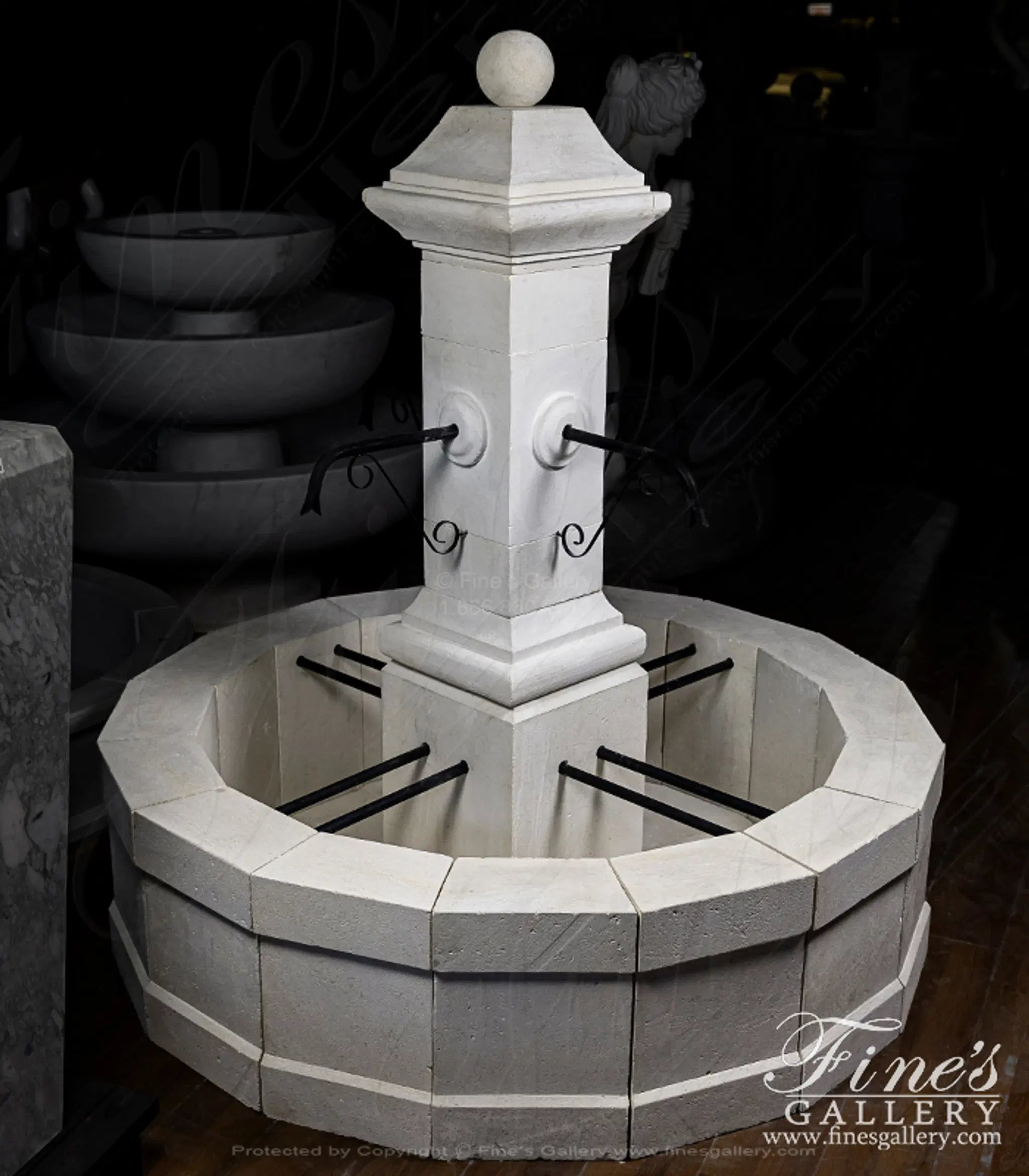 Old World Fountain in French Limestone