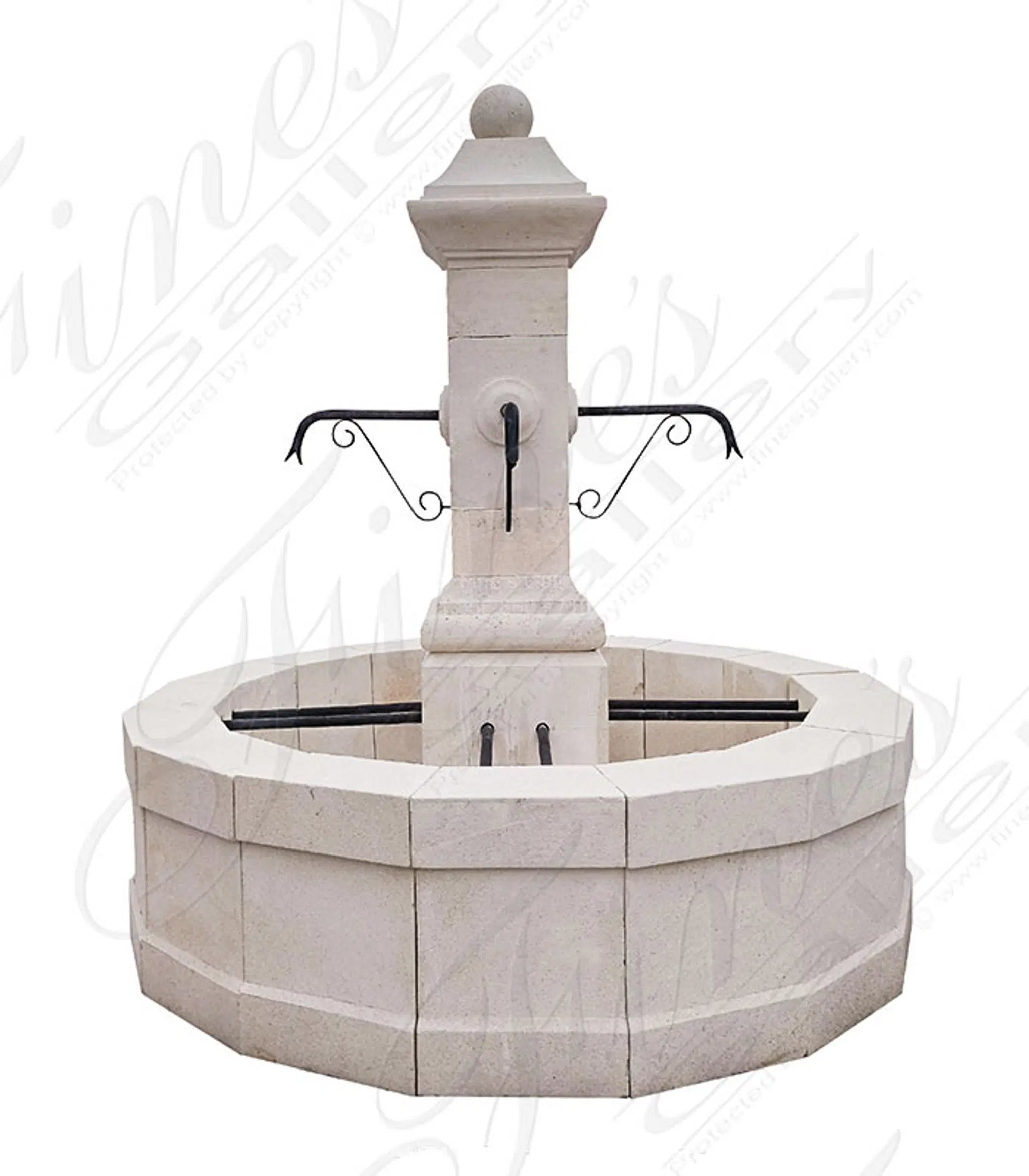 Old World Fountain in French Limestone