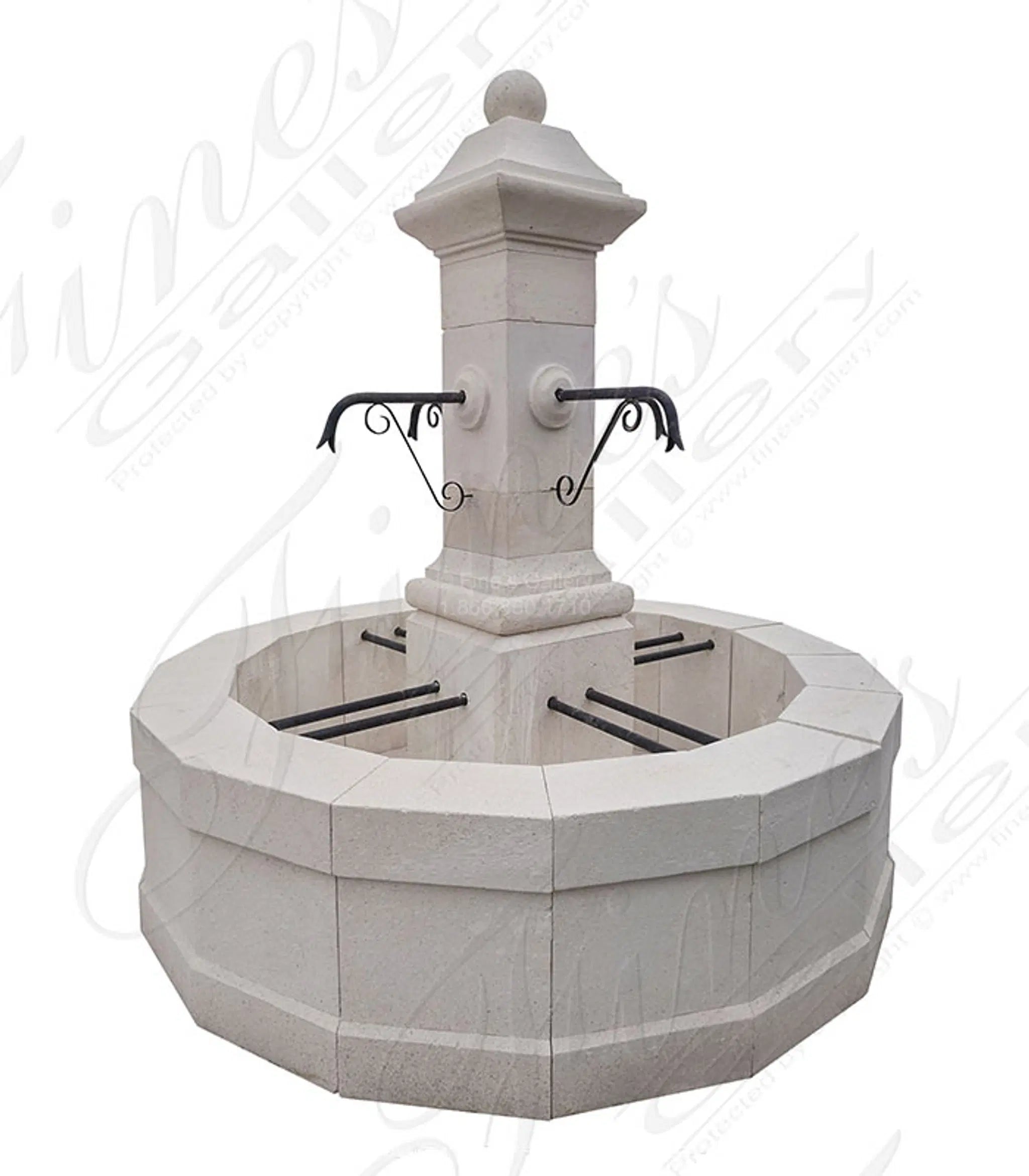 Old World Fountain in French Limestone
