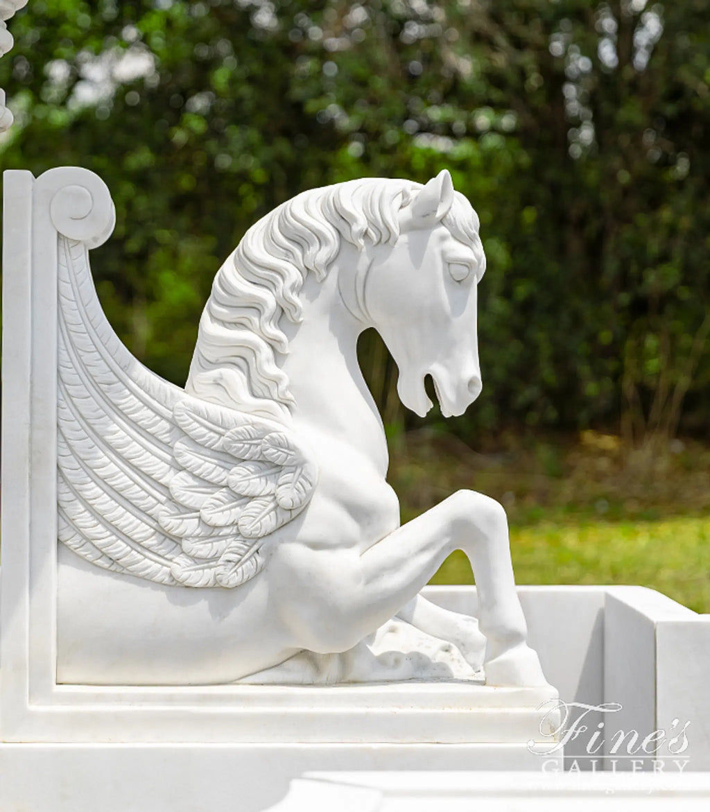 3 Tier Pegasus Fountain in Hand Carved Statuary Marble