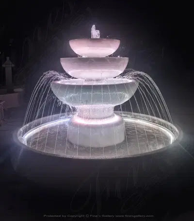 Simplistic Three Tiered Fountain in Statuary Marble