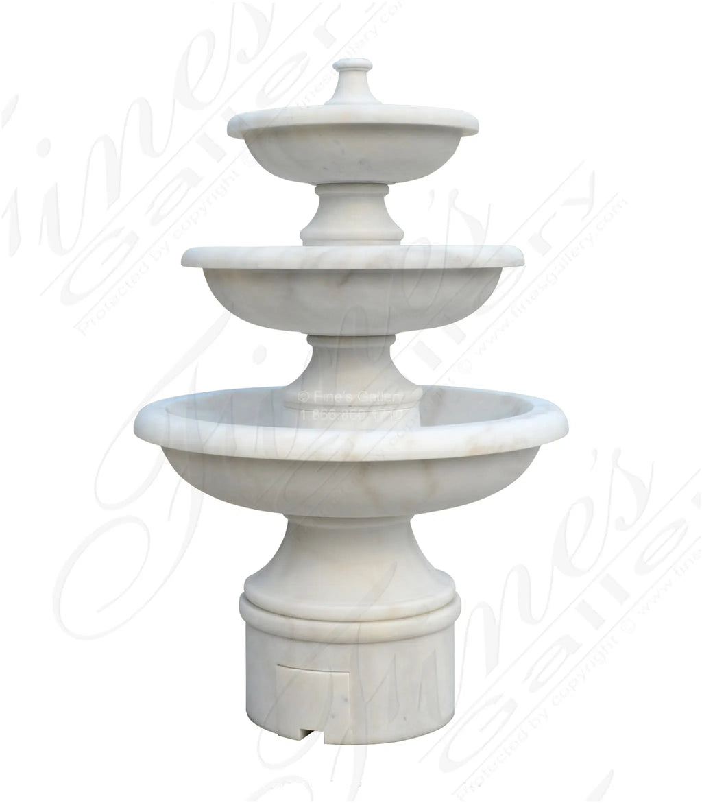 Transitional Three Tiered Fountain in Statuary Marble