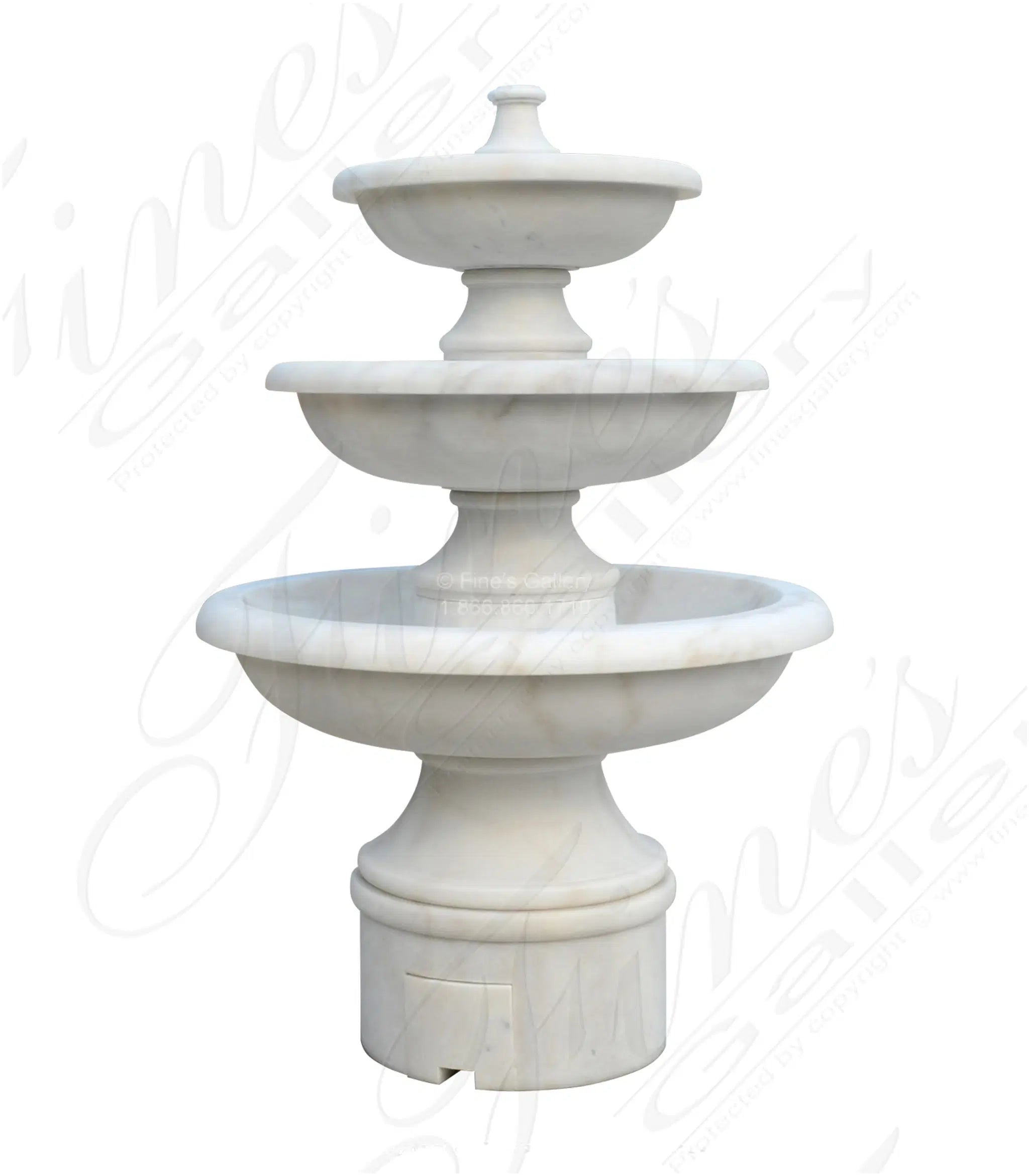Transitional Three Tiered Fountain in Statuary Marble