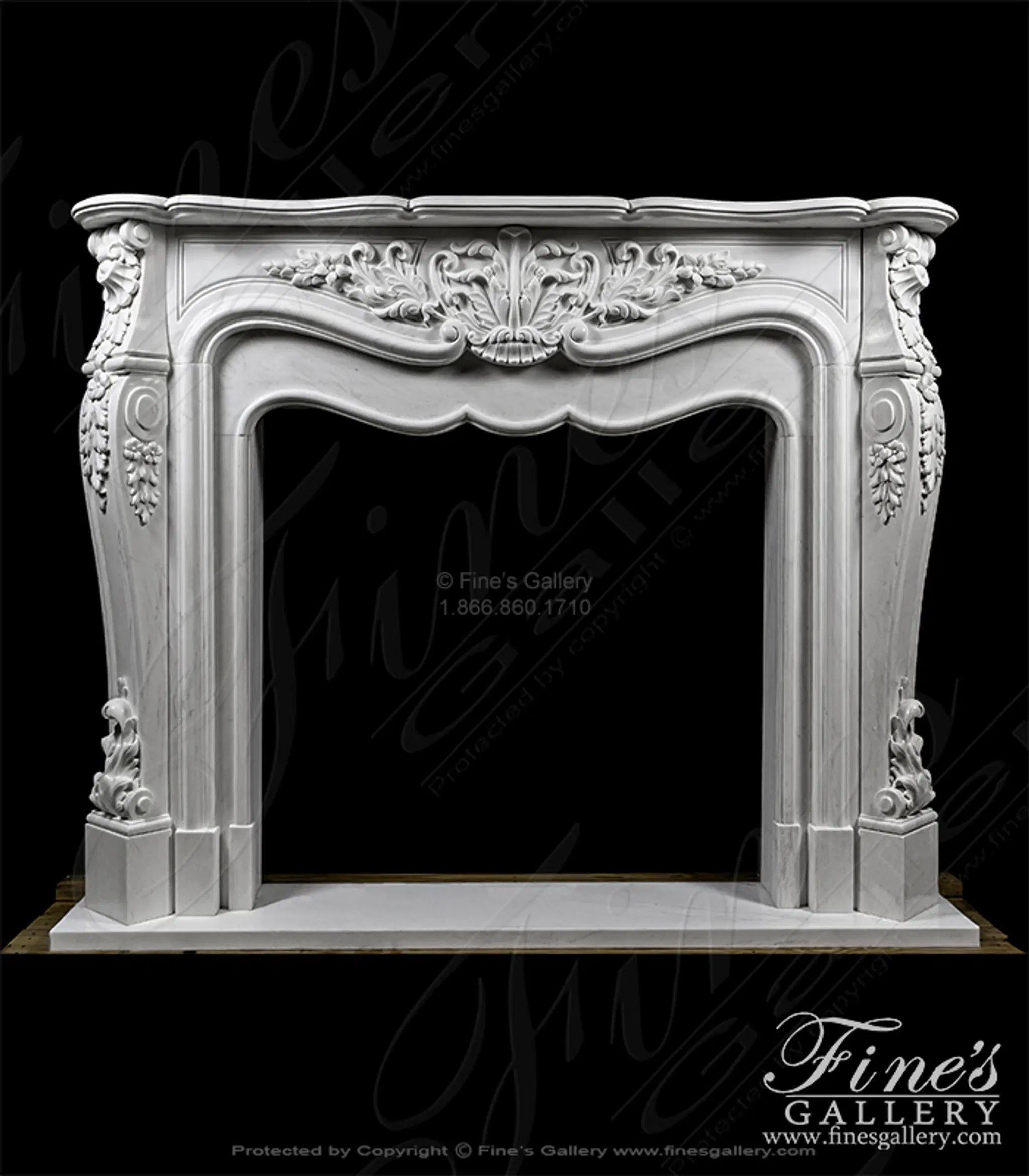 Oversized French Mantel in Statuary White Marble