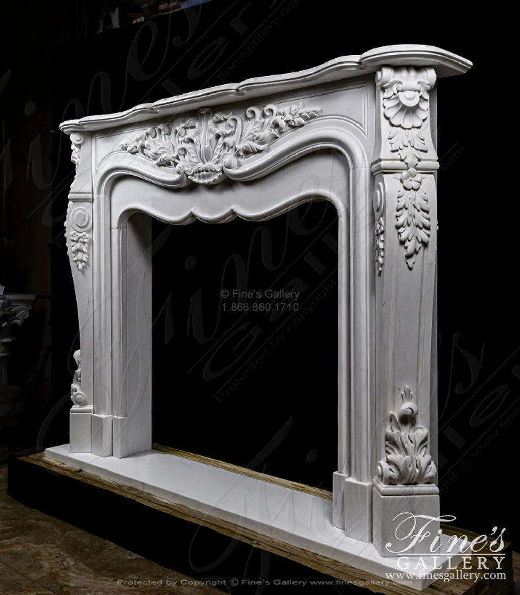 Oversized French Mantel in Statuary White Marble