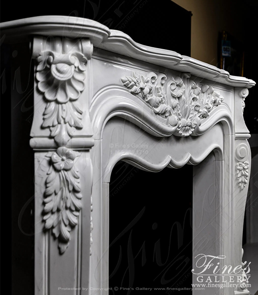 Oversized French Mantel in Statuary White Marble