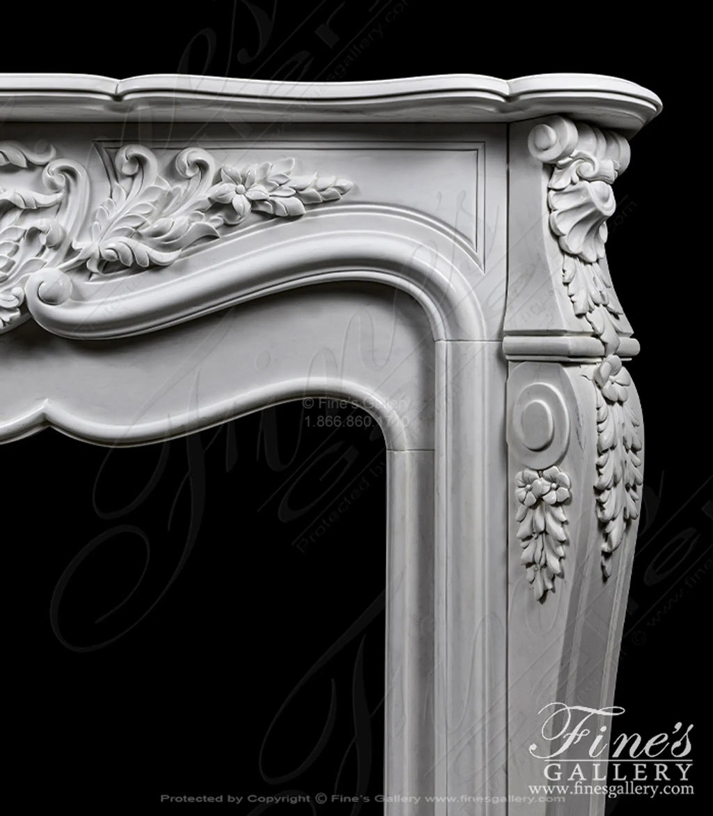 Oversized French Mantel in Statuary White Marble