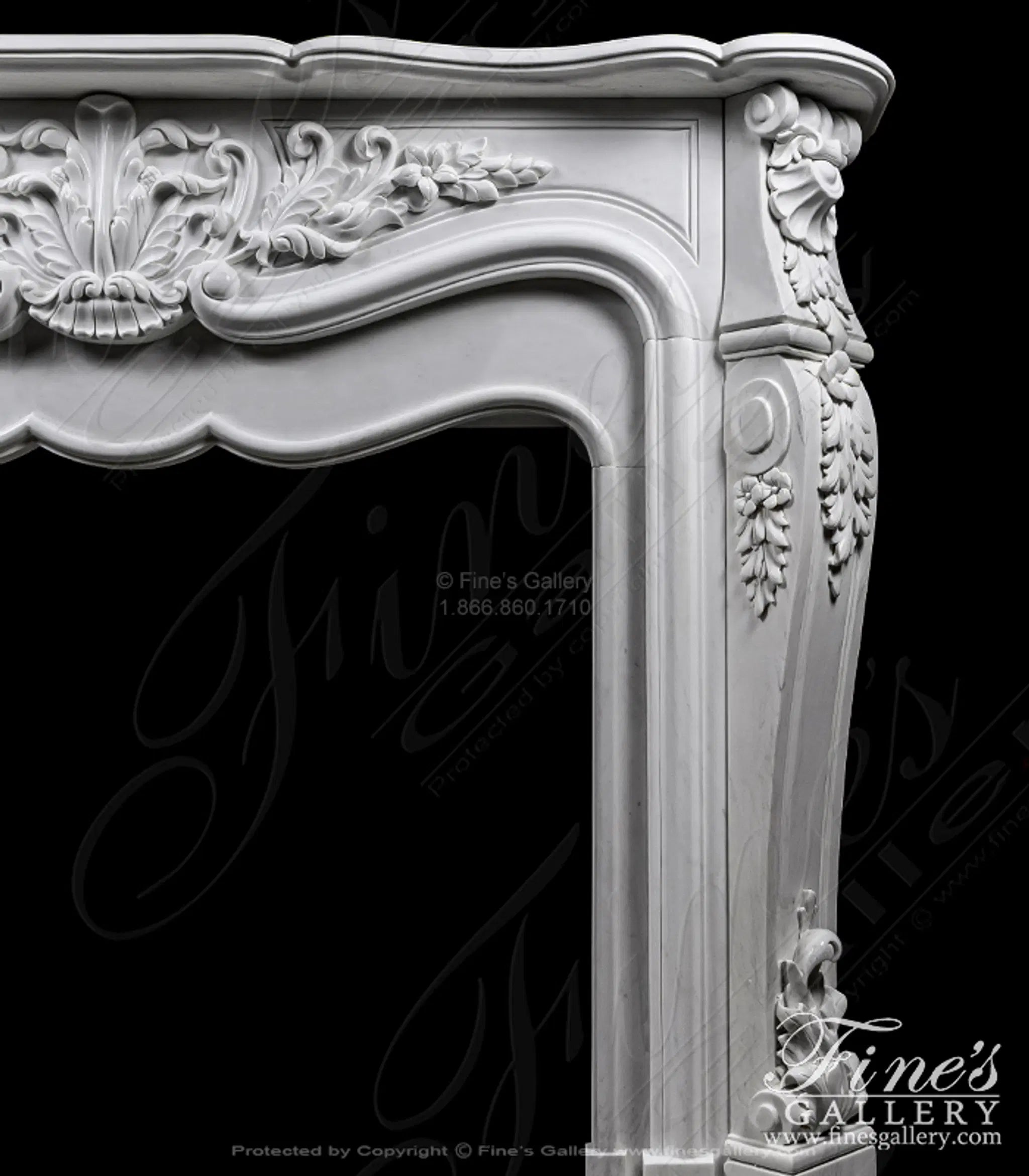 Oversized French Mantel in Statuary White Marble