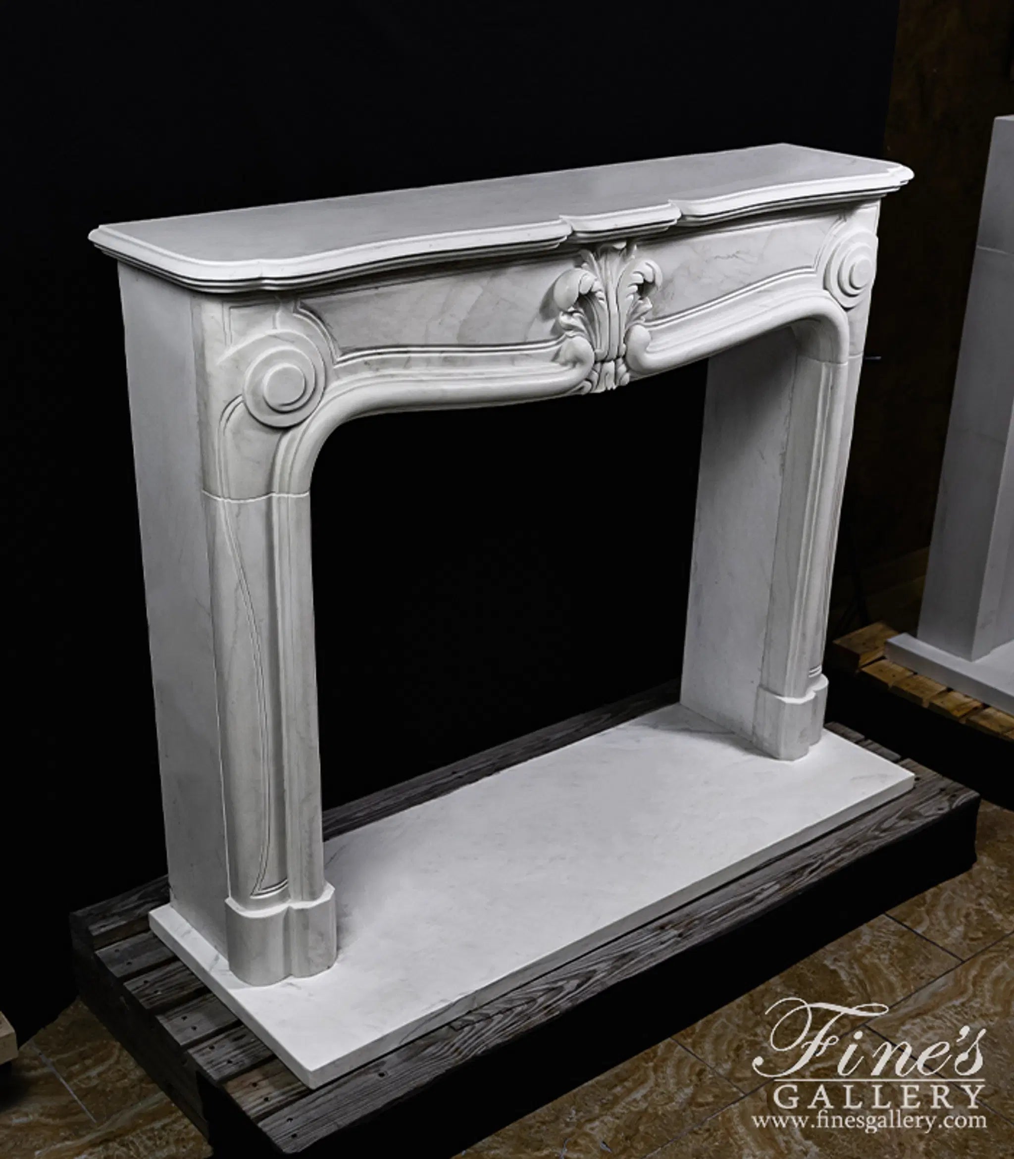 Pristine White French Style Marble Fireplace Mantel