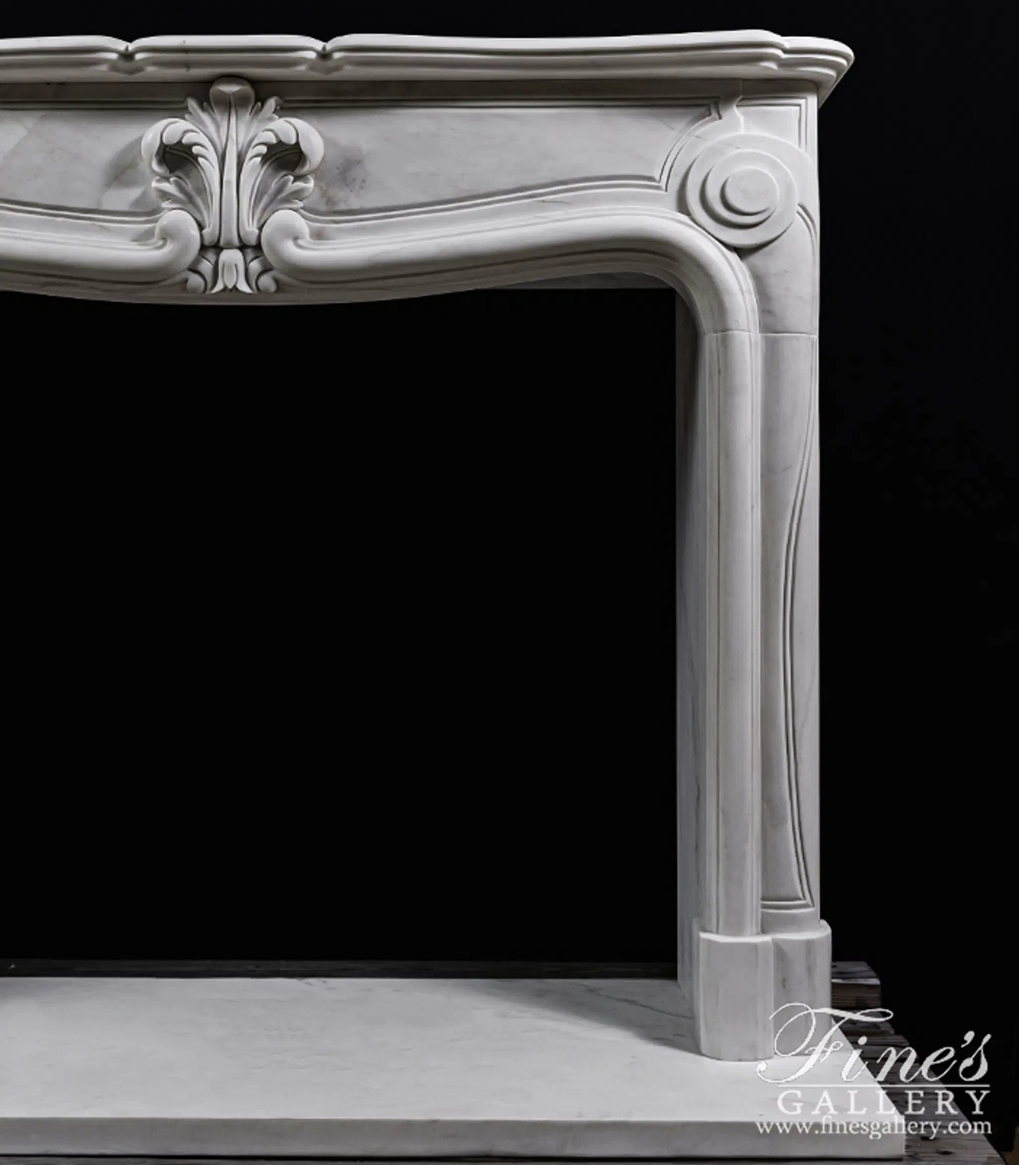 Pristine White French Style Marble Fireplace Mantel