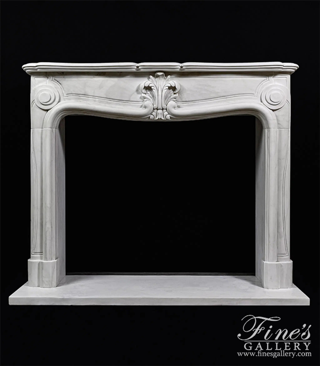 Pristine White French Style Marble Fireplace Mantel