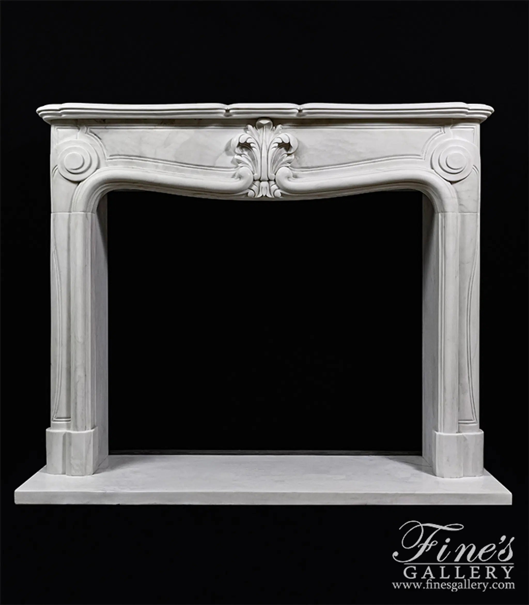 Pristine White French Style Marble Fireplace Mantel