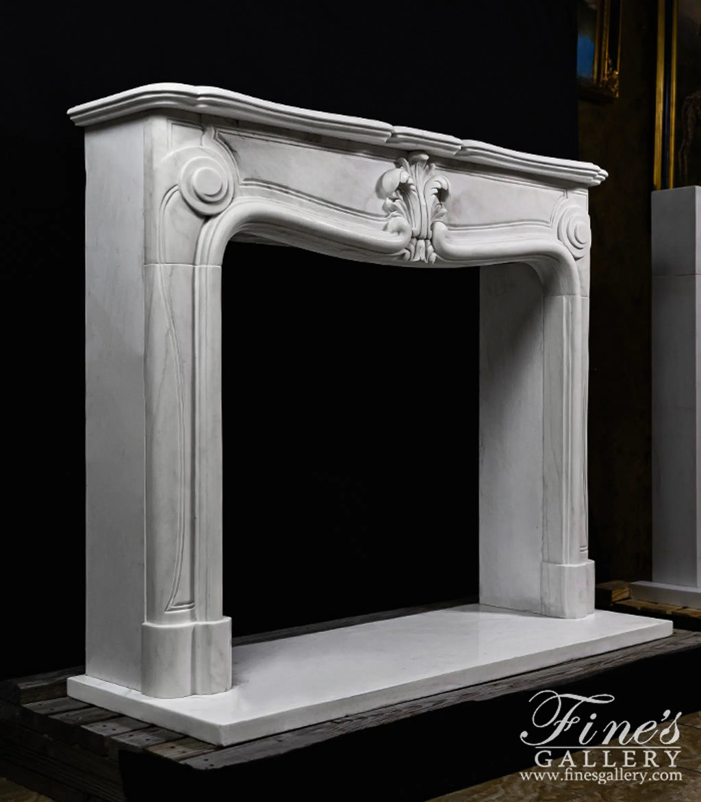 Pristine White French Style Marble Fireplace Mantel