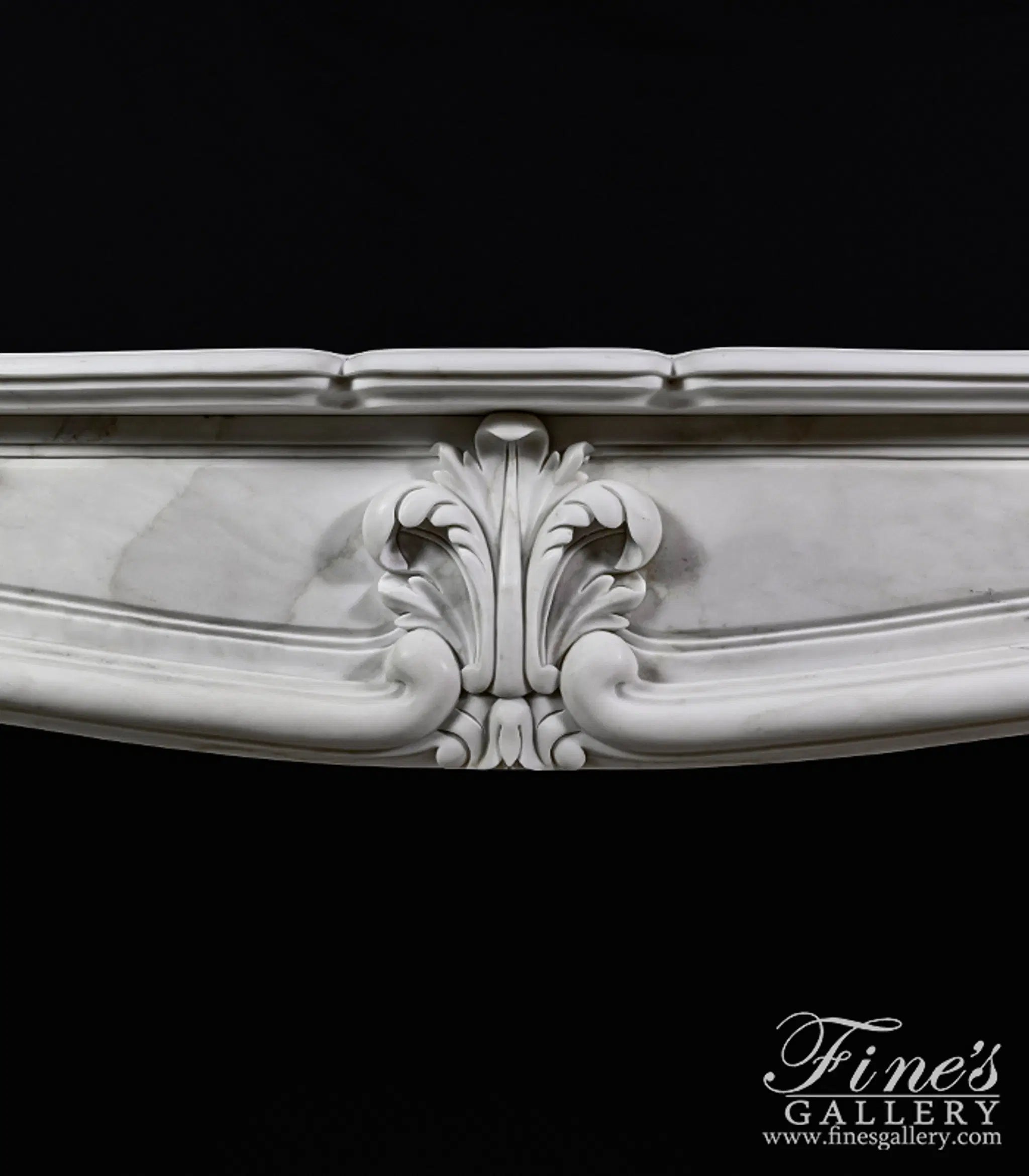 Pristine White French Style Marble Fireplace Mantel