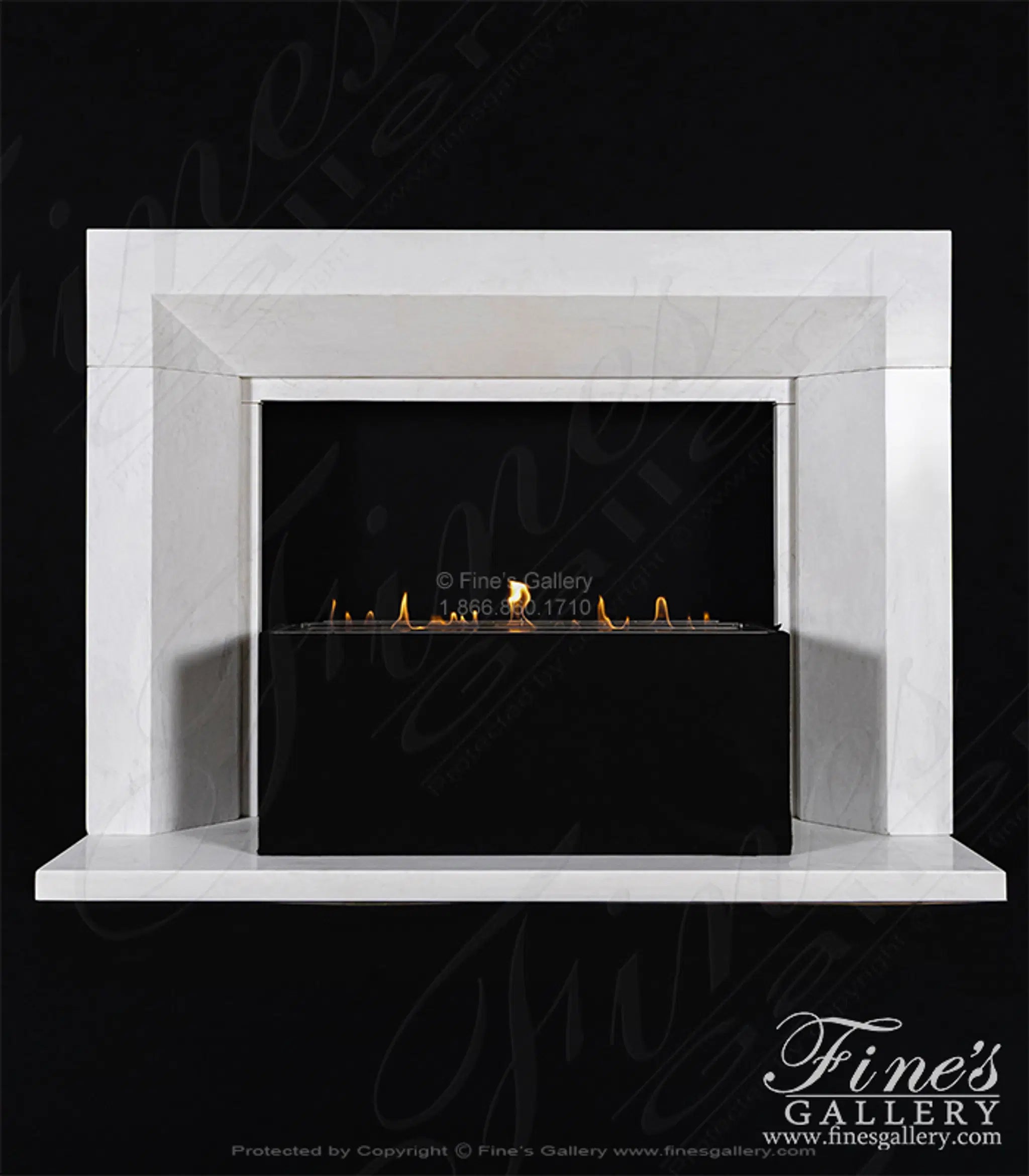 Modern Fireplace in Solid Statuary Marble