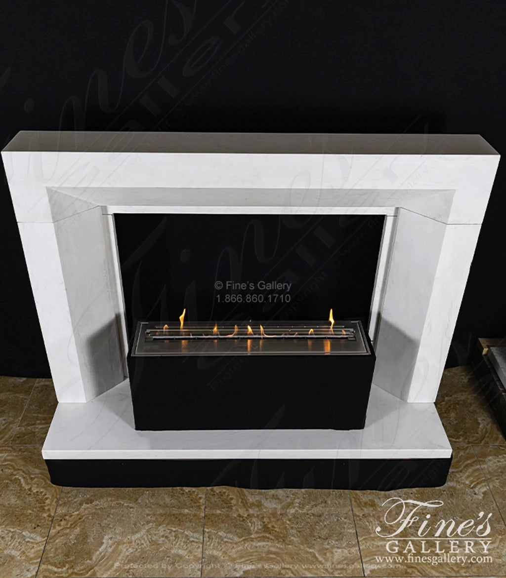 Modern Fireplace in Solid Statuary Marble