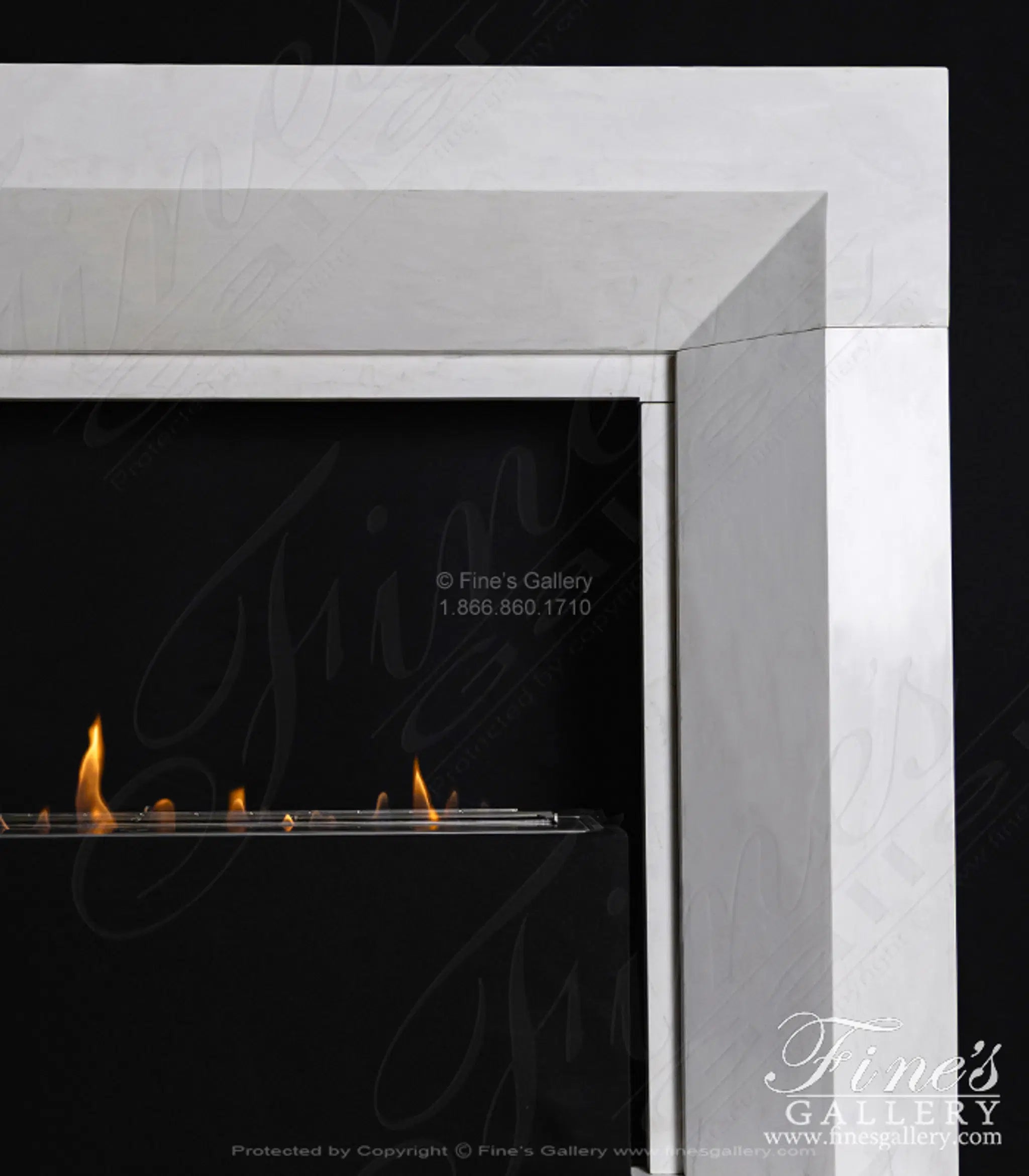 Modern Fireplace in Solid Statuary Marble