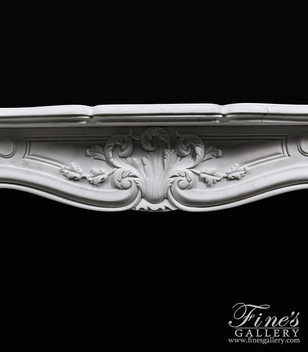 Louis XV French Style Marble Fireplace Mantel in Statuary Marble