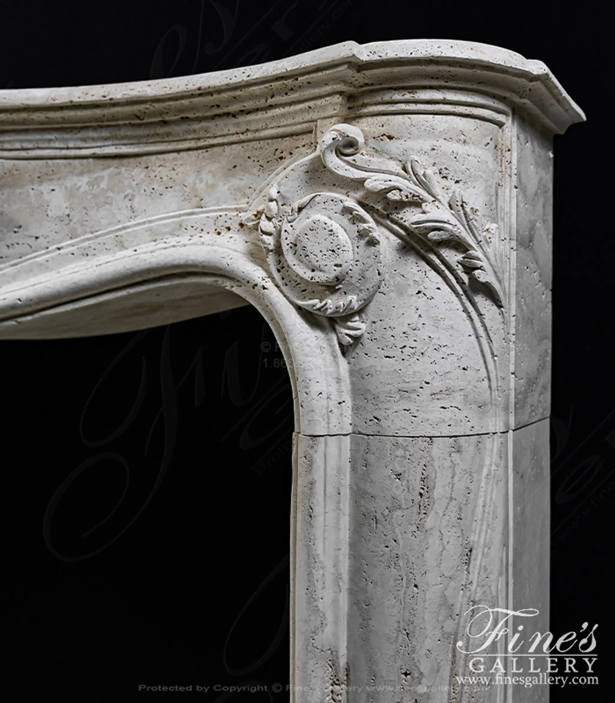 French Ivory Travertine Fireplace Mantel