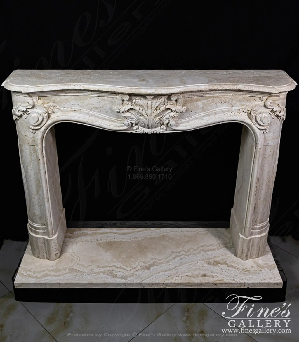 French Ivory Travertine Fireplace Mantel