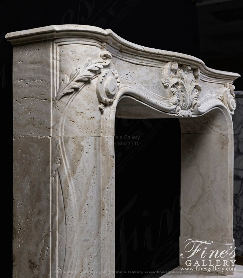 French Ivory Travertine Fireplace Mantel