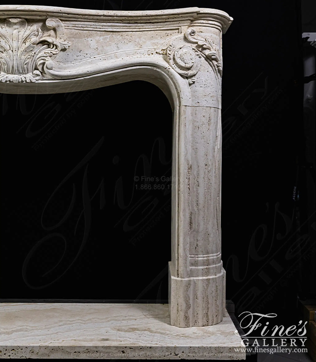 French Ivory Travertine Fireplace Mantel