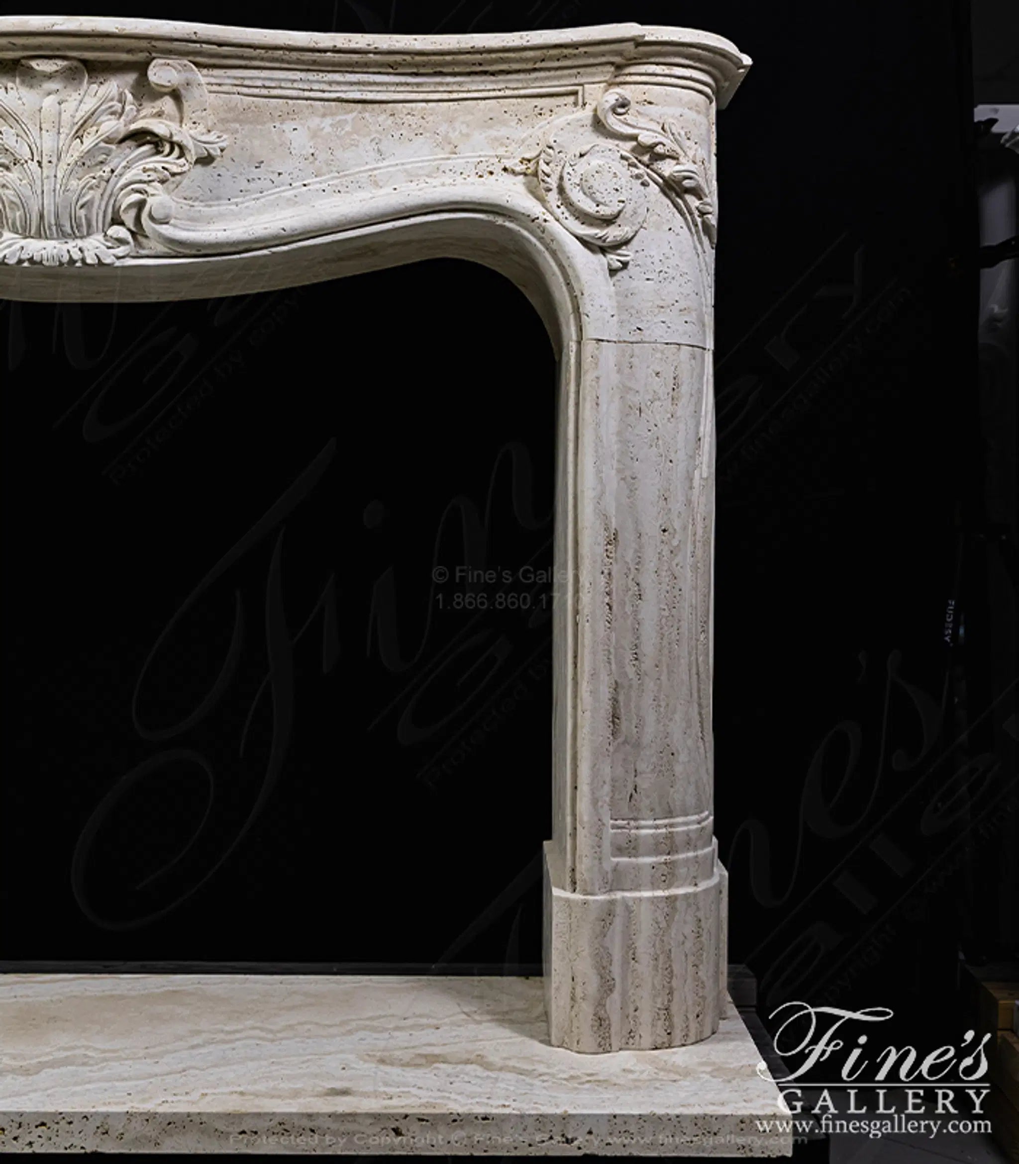 French Ivory Travertine Fireplace Mantel