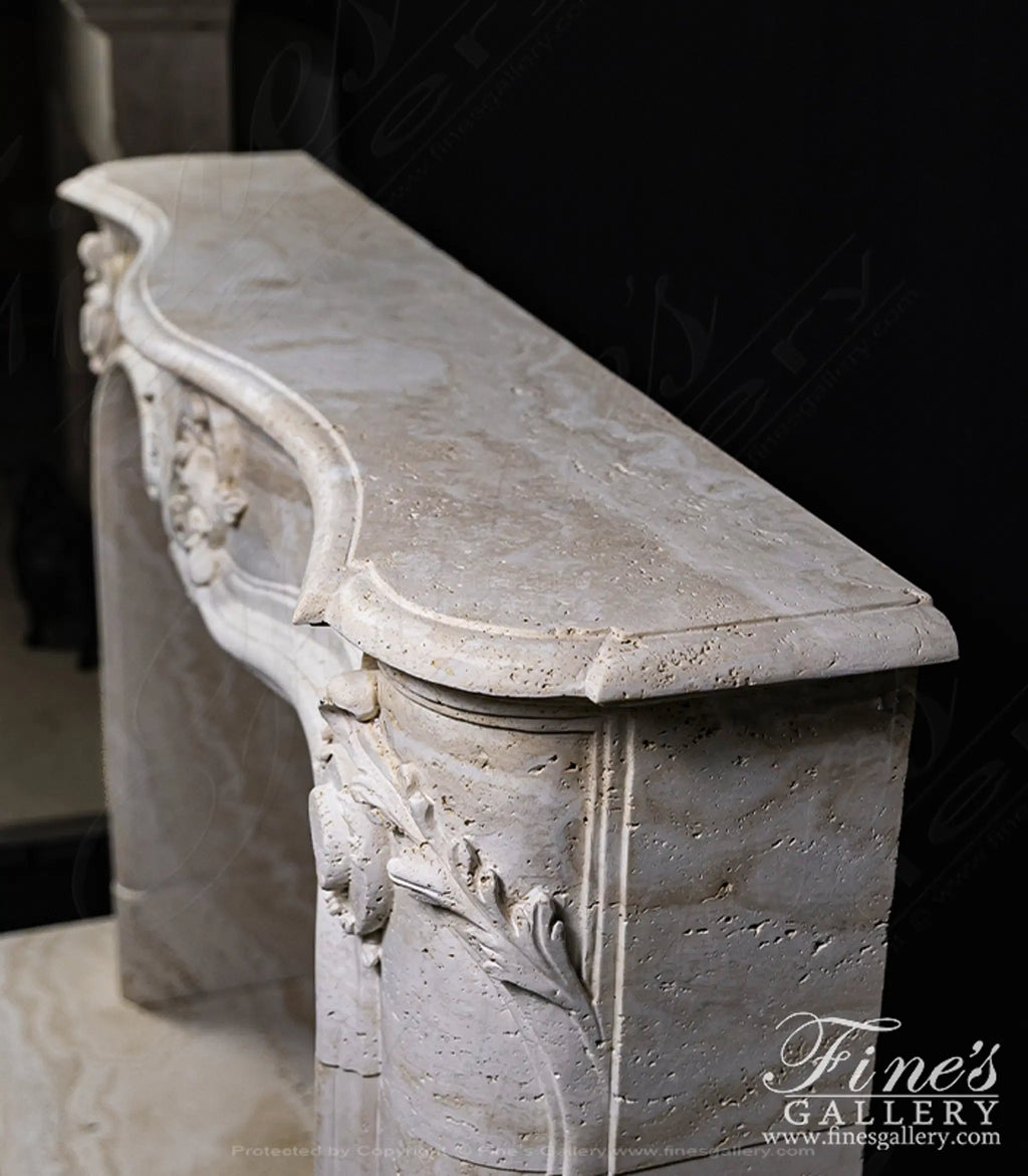 French Ivory Travertine Fireplace Mantel