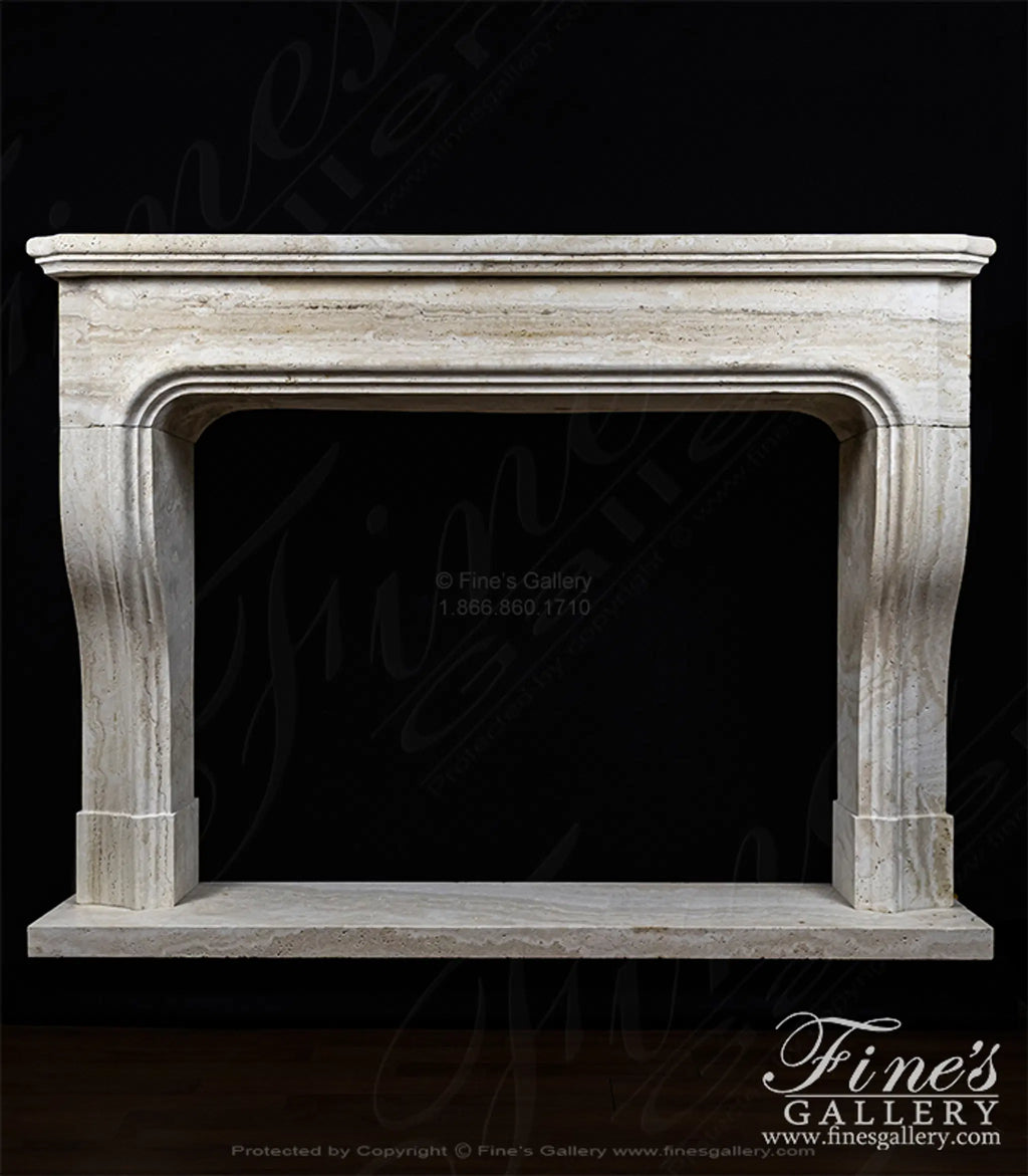 Oversized Classic Style Mantel In Italian Ivory Travertine