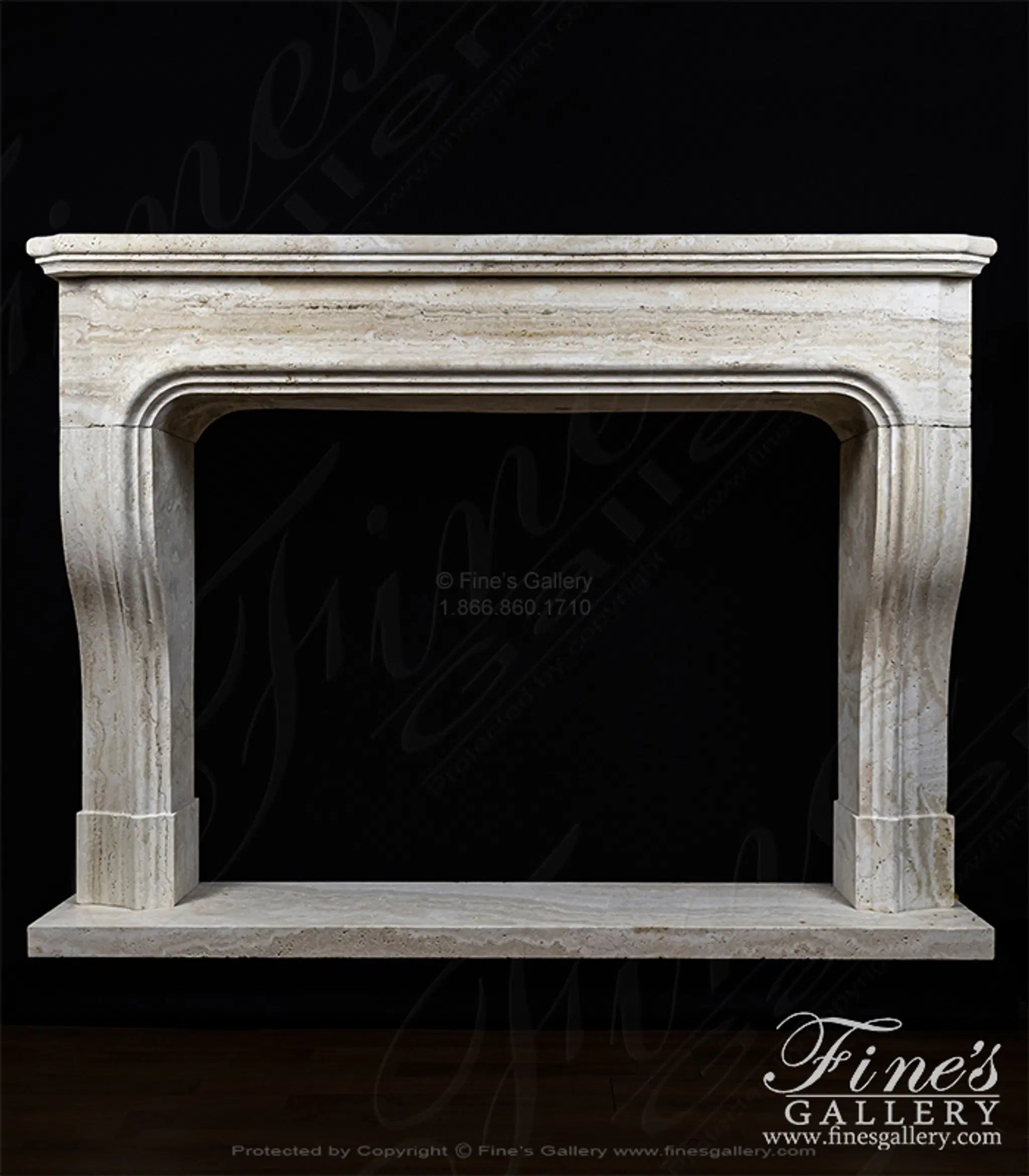 Oversized Classic Style Mantel In Italian Ivory Travertine